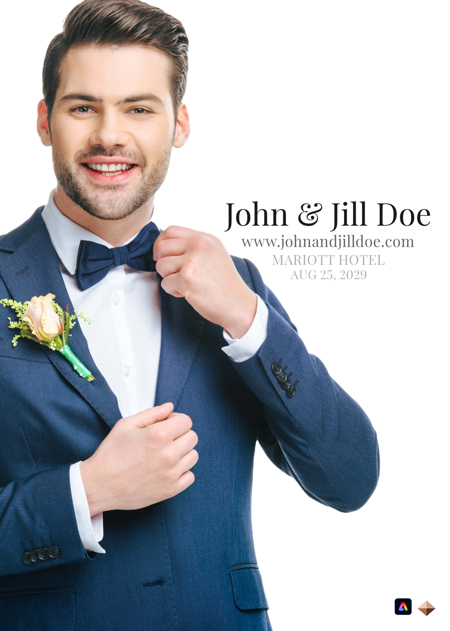 Elegant Wedding Invitation Covers – Editable Template Set (4 Designs) for Adobe Express