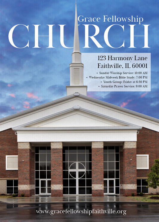 Editable One-Page Church Brochure Template | Faith-Focused Design for Ministries & Events