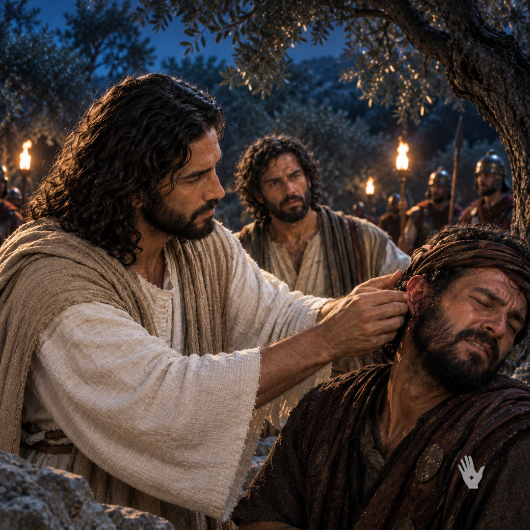 The Healing of Malchus’ Ear — Jesus in the Garden of Gethsemane | Free Gospel & Bible Study Artwork
