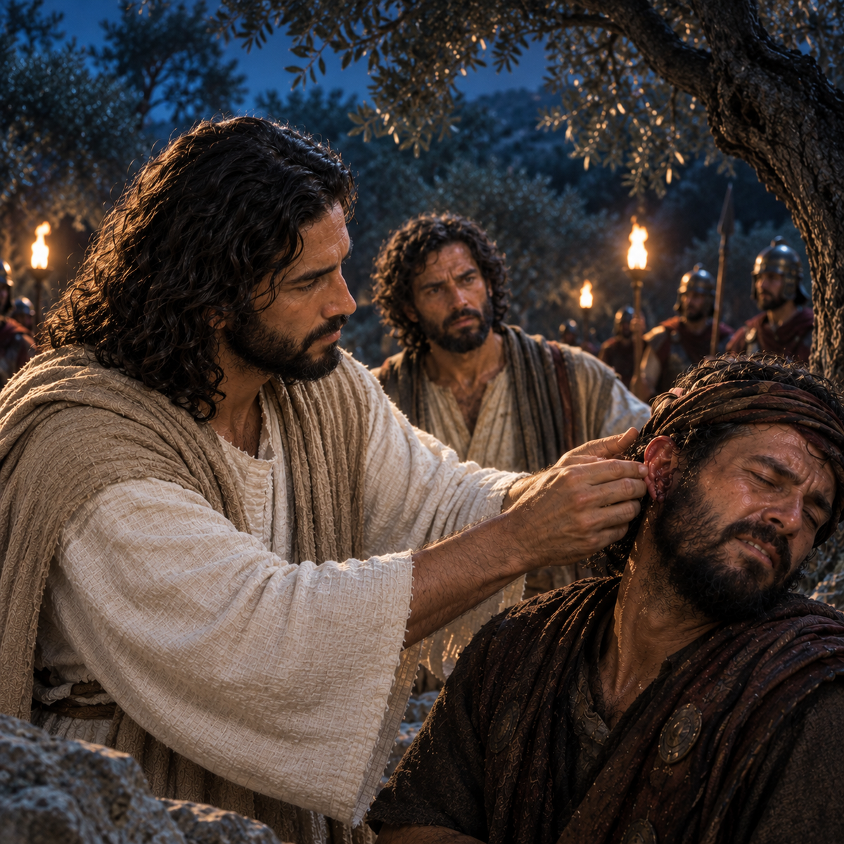 The Healing of Malchus’ Ear — Jesus in the Garden of Gethsemane | Free Gospel & Bible Study Artwork